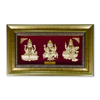 Laxmi Ganesh Saraswati 24K Gold Leaf Deities