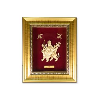 Goddess Durga 24K Gold Leaf Deity (Golden Frame)