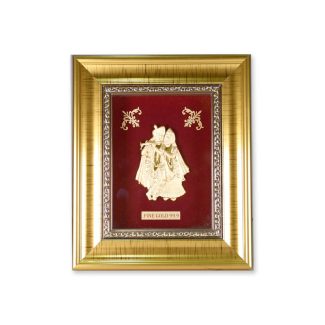 Radha Krishna Gold Leaf Deities (Golden Frame)